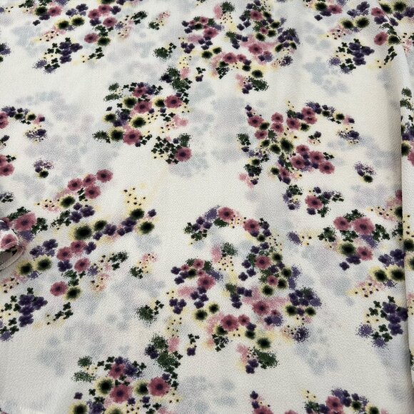 Carolina Belle Floral Long Sleeve Blouse L/G White Purple Pink Polyester - Picture 2 of 7